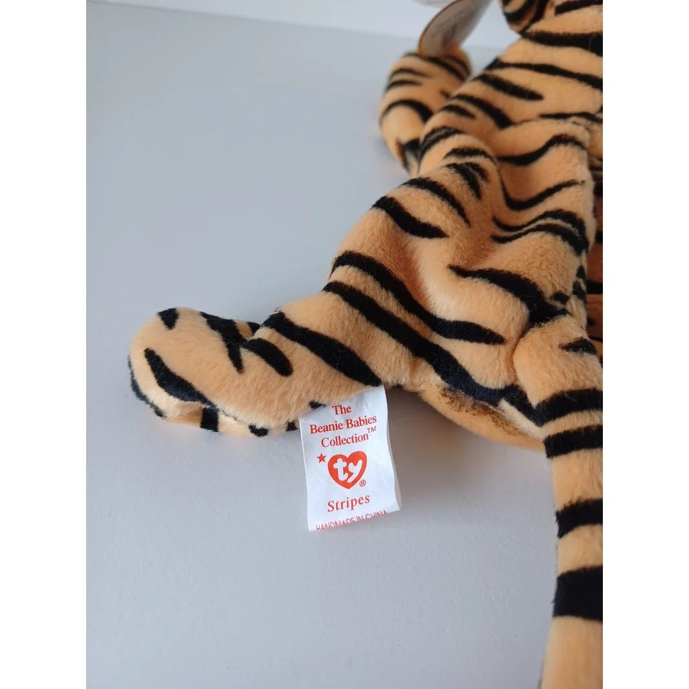Vintage 90s Stripes Tiger Ty Beanie Baby Plush Stuffed Animal Collectible Toy